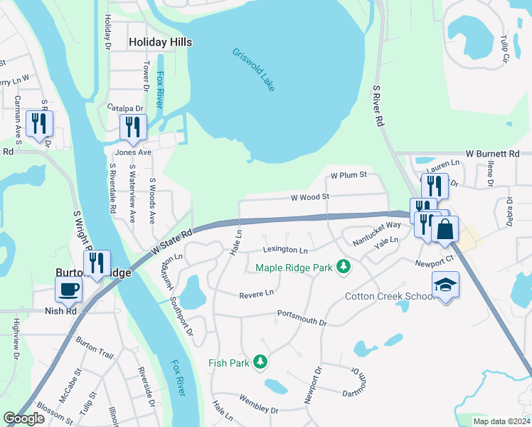 map of restaurants, bars, coffee shops, grocery stores, and more near 1106 Highway 176 in McHenry