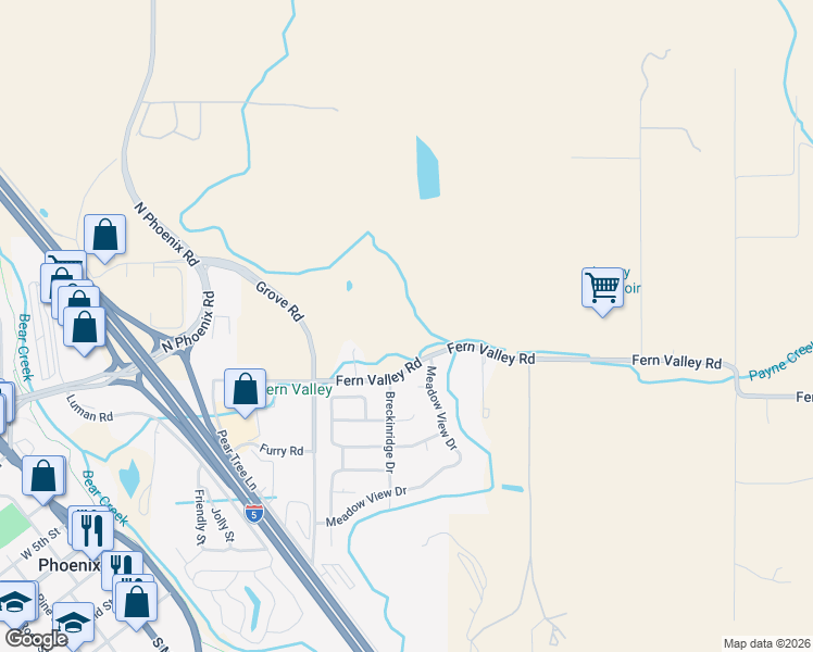 map of restaurants, bars, coffee shops, grocery stores, and more near 4127 Fern Valley Road in Phoenix