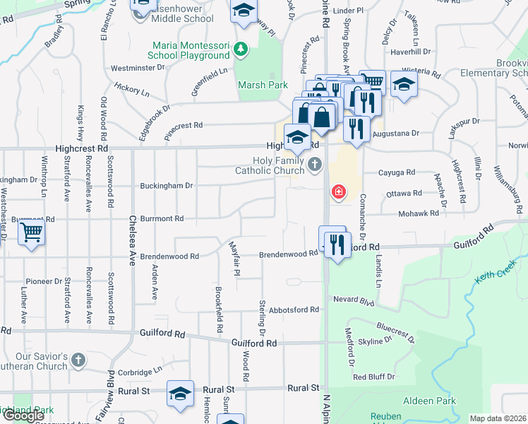 map of restaurants, bars, coffee shops, grocery stores, and more near 4219 Ostrander Road in Rockford