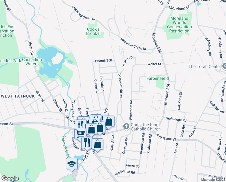 map of restaurants, bars, coffee shops, grocery stores, and more near 110 Copperfield Road in Worcester
