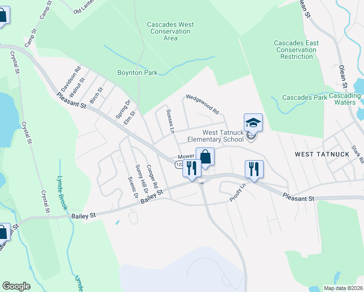 map of restaurants, bars, coffee shops, grocery stores, and more near 438 Mower Street in Worcester