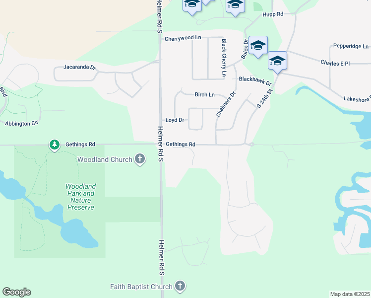 map of restaurants, bars, coffee shops, grocery stores, and more near 100 Gethings Circle in Battle Creek
