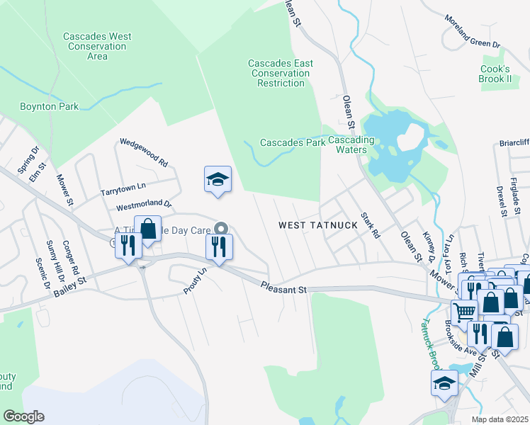 map of restaurants, bars, coffee shops, grocery stores, and more near 61 Chatanika Avenue in Worcester
