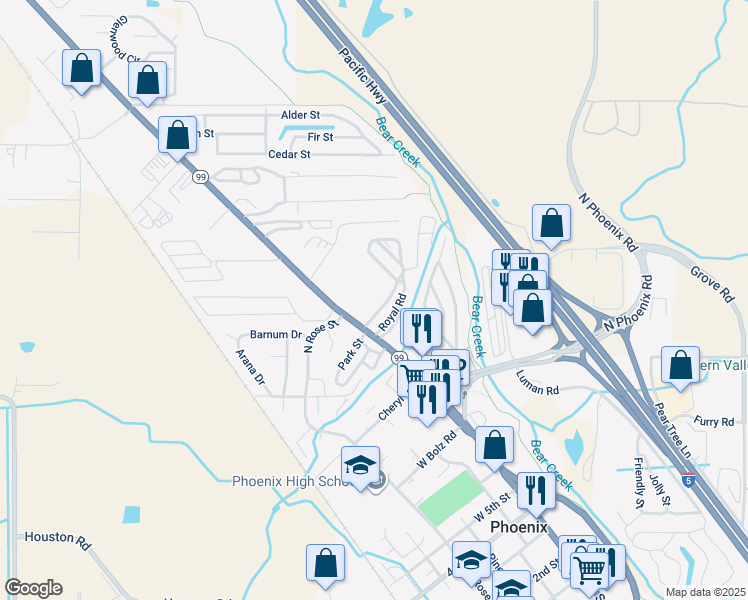 map of restaurants, bars, coffee shops, grocery stores, and more near 143 Walnut Way in Medford