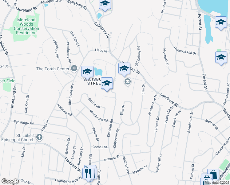 map of restaurants, bars, coffee shops, grocery stores, and more near in Worcester