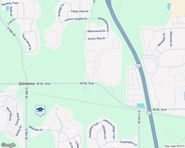 map of restaurants, bars, coffee shops, grocery stores, and more near 5943 Copper Beech Boulevard in Kalamazoo