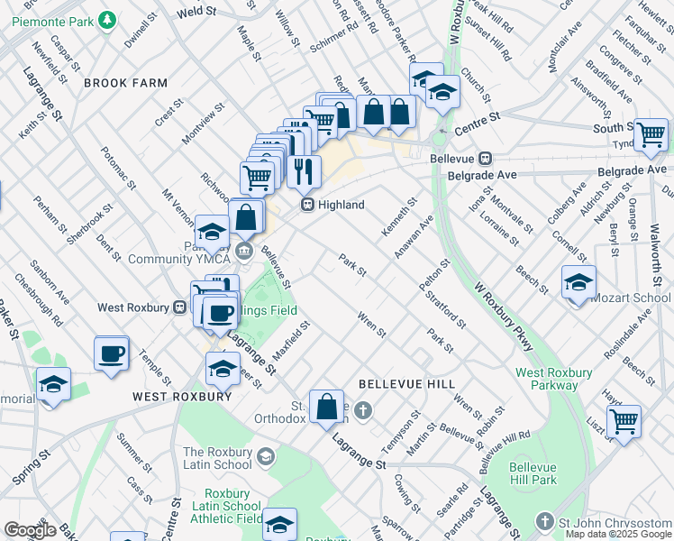 map of restaurants, bars, coffee shops, grocery stores, and more near 10 Rutledge Street in Boston