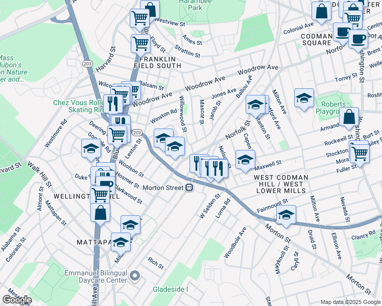 map of restaurants, bars, coffee shops, grocery stores, and more near 31 Hannon Street in Boston