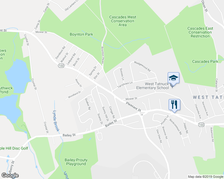 map of restaurants, bars, coffee shops, grocery stores, and more near 438 Mower Street in Worcester