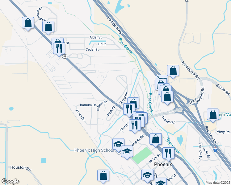 map of restaurants, bars, coffee shops, grocery stores, and more near 46 Walnut Way in Medford