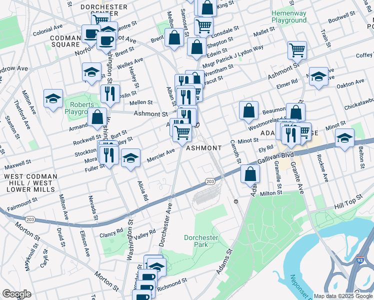 map of restaurants, bars, coffee shops, grocery stores, and more near 5 Beale Street in Boston