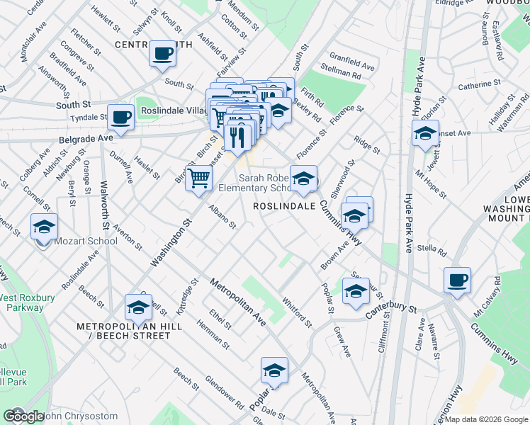 map of restaurants, bars, coffee shops, grocery stores, and more near in Boston