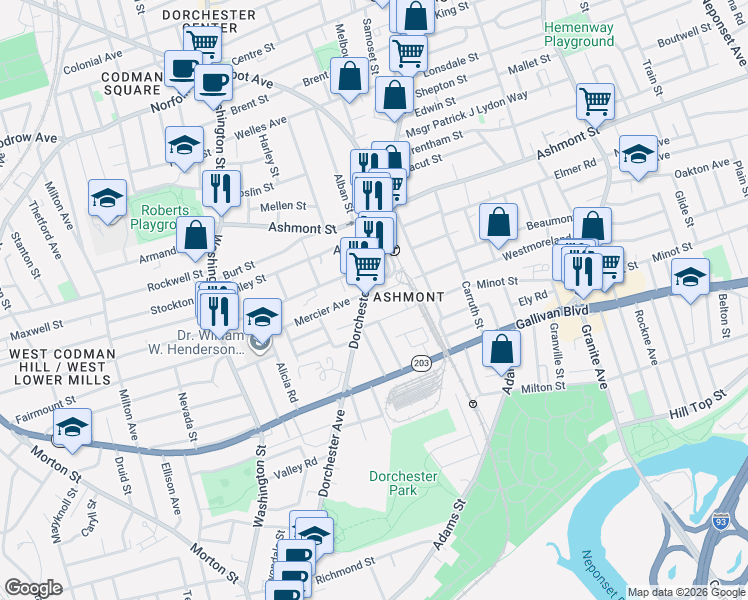 map of restaurants, bars, coffee shops, grocery stores, and more near 5 Beale Street in Boston