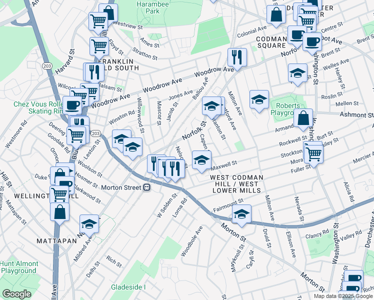 map of restaurants, bars, coffee shops, grocery stores, and more near 17 Crowell Street in Boston