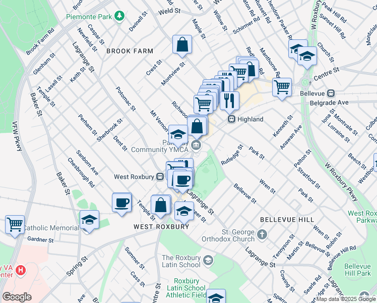 map of restaurants, bars, coffee shops, grocery stores, and more near 29 Mount Vernon Street in Boston