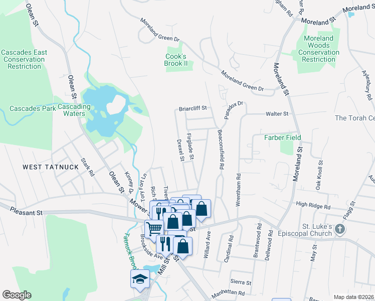 map of restaurants, bars, coffee shops, grocery stores, and more near 29 Firglade Street in Worcester