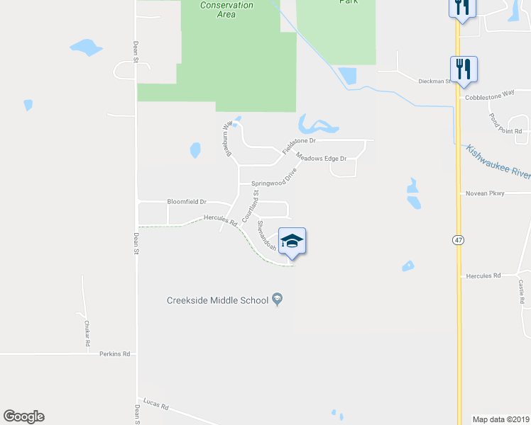 map of restaurants, bars, coffee shops, grocery stores, and more near 286 Wildmeadow Lane in Woodstock