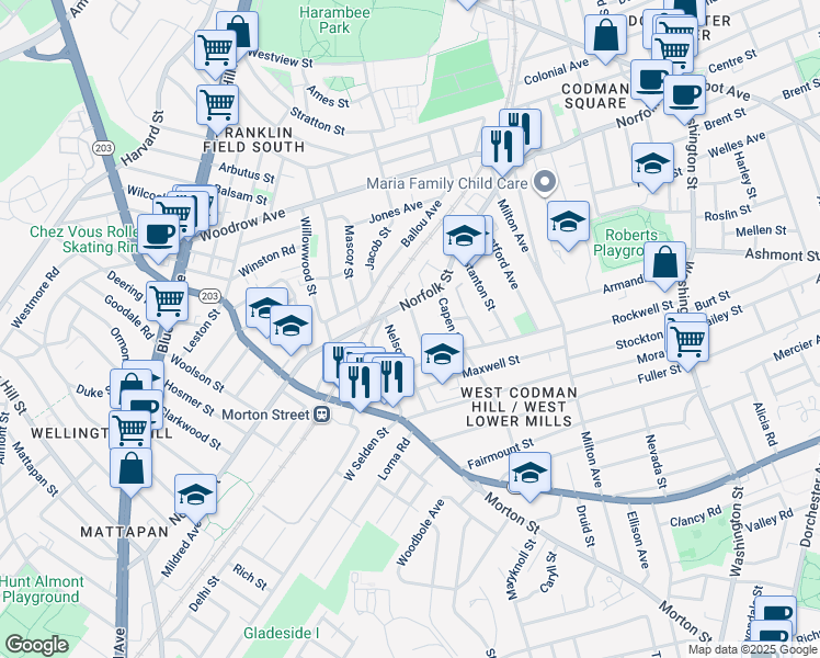 map of restaurants, bars, coffee shops, grocery stores, and more near 8 Crowell Street in Boston