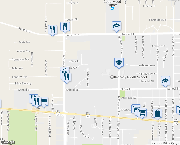 map of restaurants, bars, coffee shops, grocery stores, and more near 617 Chisholm Trail in Rockford