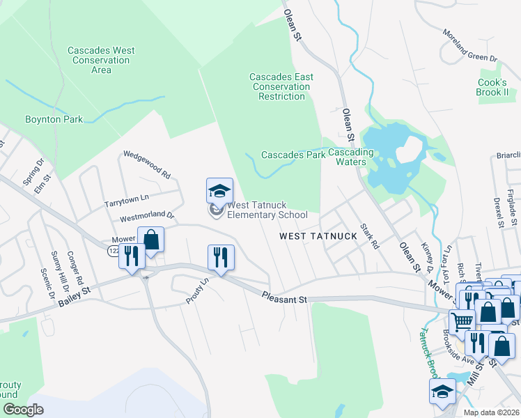 map of restaurants, bars, coffee shops, grocery stores, and more near 80 Chatanika Avenue in Worcester
