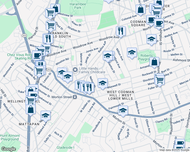 map of restaurants, bars, coffee shops, grocery stores, and more near 8 Crowell Street in Boston