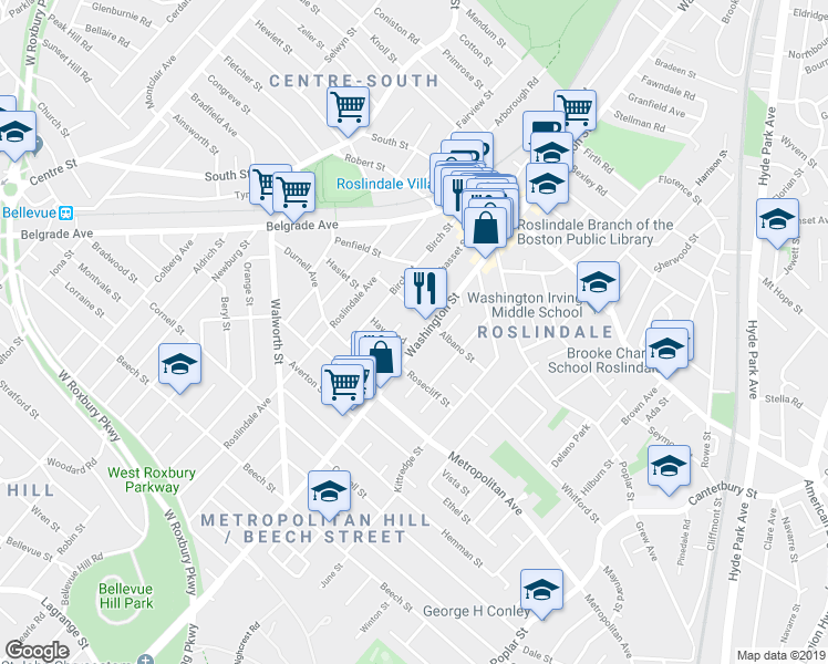 map of restaurants, bars, coffee shops, grocery stores, and more near in Boston