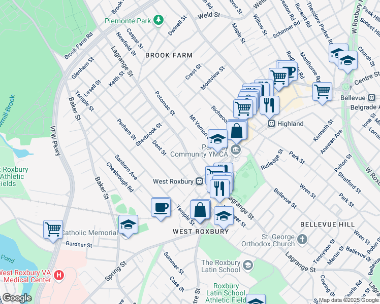 map of restaurants, bars, coffee shops, grocery stores, and more near in Boston