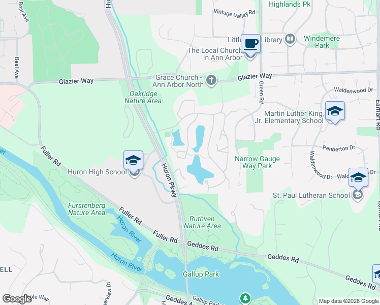 map of restaurants, bars, coffee shops, grocery stores, and more near 690 Peninsula Court in Ann Arbor