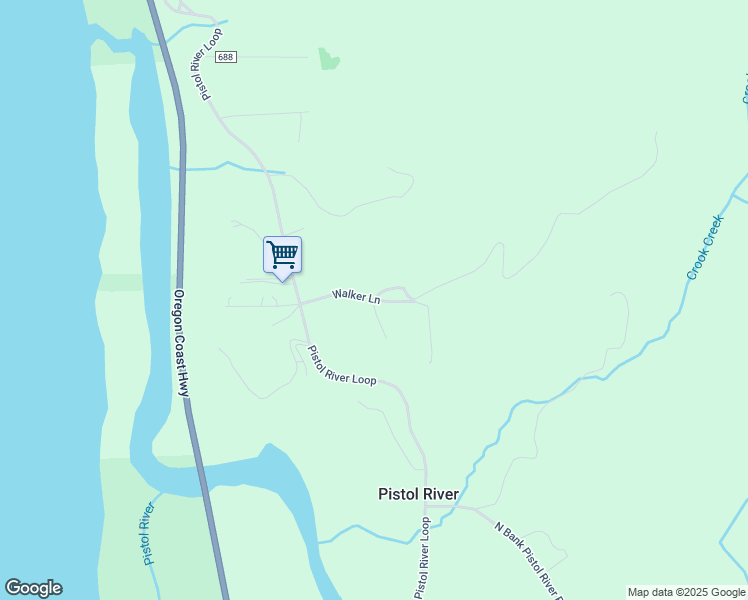 map of restaurants, bars, coffee shops, grocery stores, and more near 94583 Walker Lane in Gold Beach