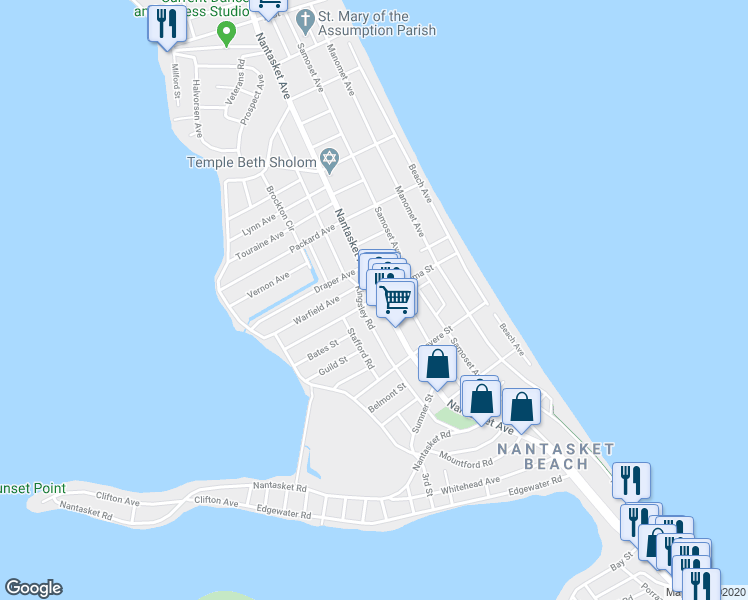 map of restaurants, bars, coffee shops, grocery stores, and more near 103 Kenberma Street in Hull