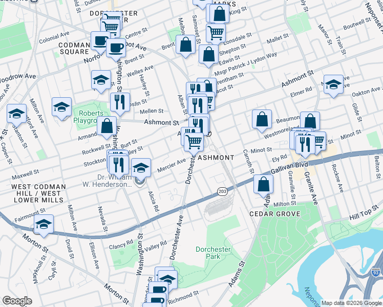 map of restaurants, bars, coffee shops, grocery stores, and more near 8 Fuller Street in Boston