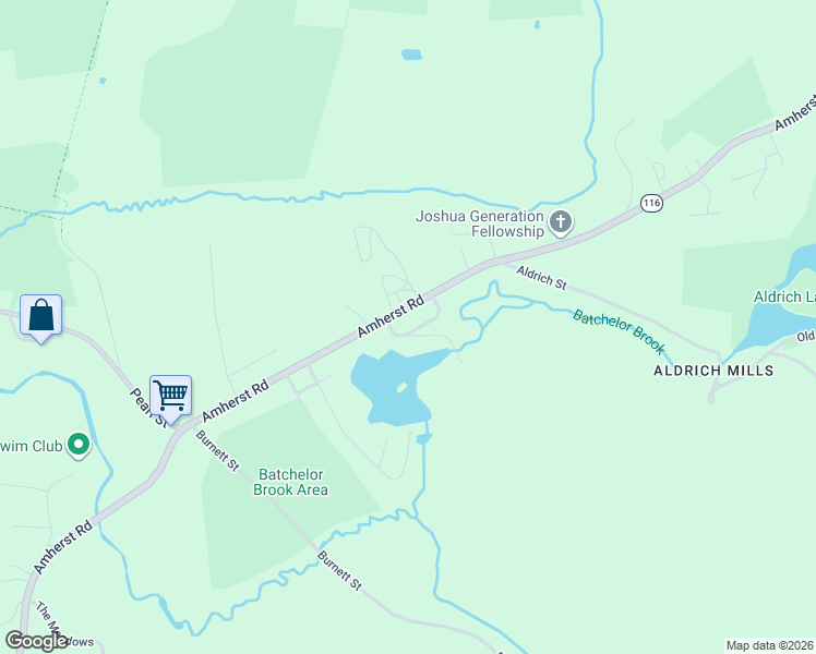 map of restaurants, bars, coffee shops, grocery stores, and more near 545 Amherst Road in Granby
