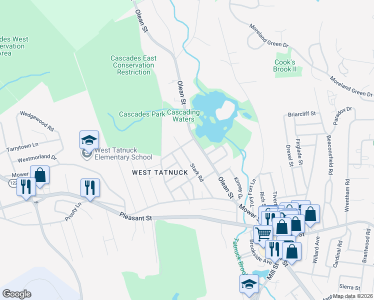map of restaurants, bars, coffee shops, grocery stores, and more near 48 Stark Road in Worcester
