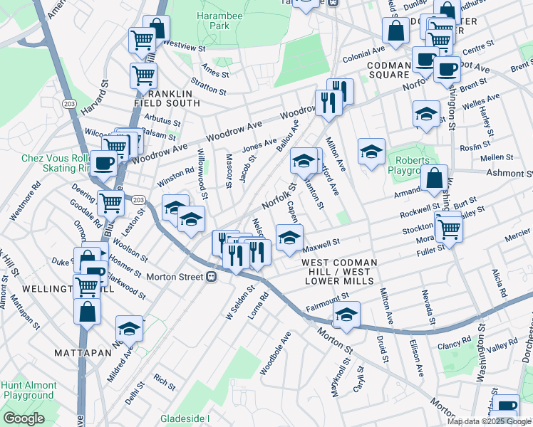 map of restaurants, bars, coffee shops, grocery stores, and more near 8 Crowell Street in Boston