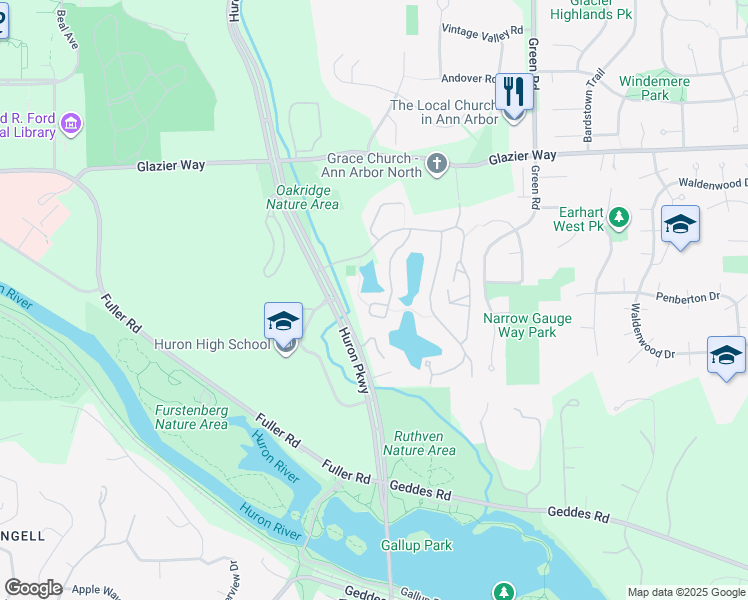 map of restaurants, bars, coffee shops, grocery stores, and more near 674 Peninsula Court in Ann Arbor