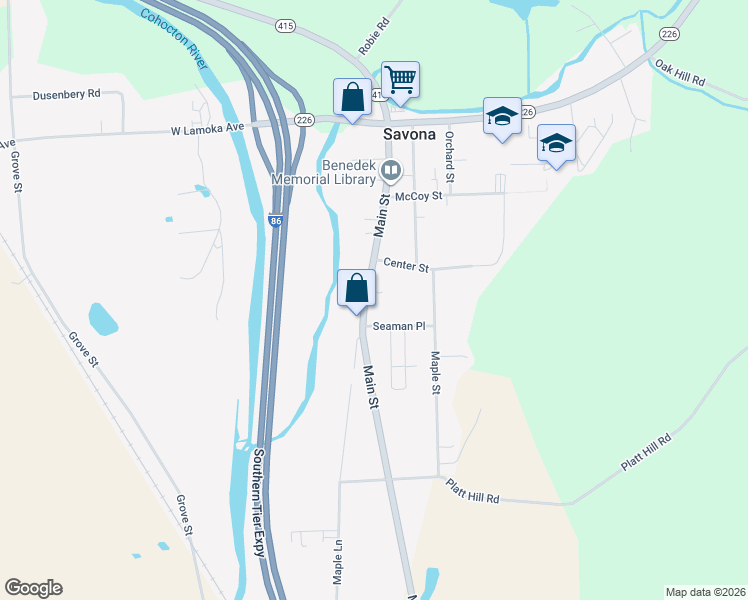 map of restaurants, bars, coffee shops, grocery stores, and more near 63 New York 415 in Savona