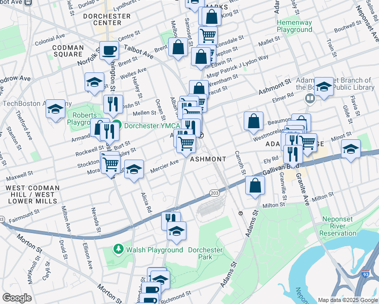 map of restaurants, bars, coffee shops, grocery stores, and more near 14 Beale Street in Boston
