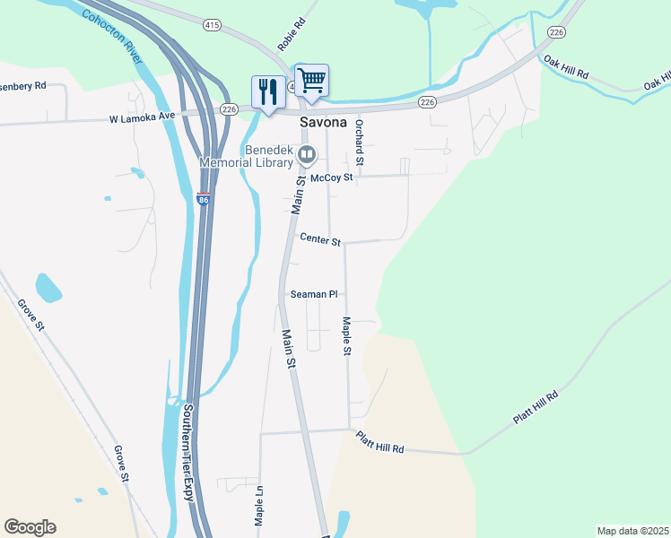 map of restaurants, bars, coffee shops, grocery stores, and more near 13 Seaman Place in Savona