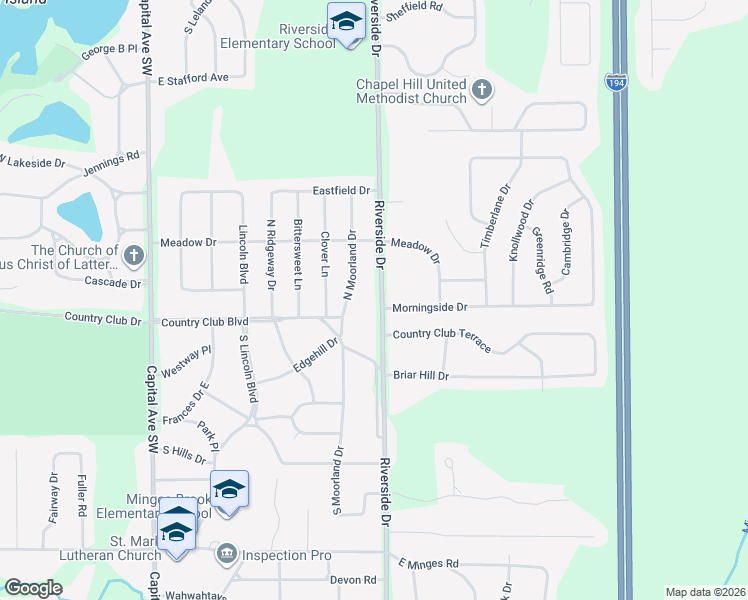 map of restaurants, bars, coffee shops, grocery stores, and more near 748 Riverside Drive in Battle Creek