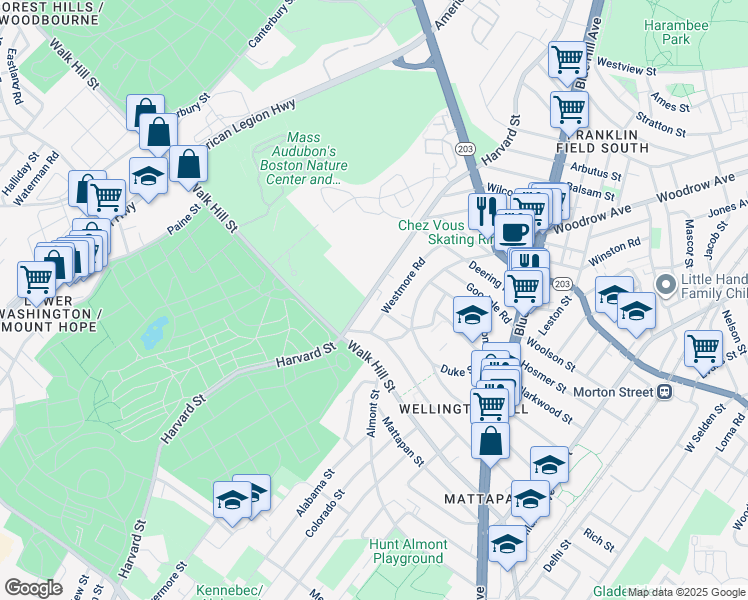 map of restaurants, bars, coffee shops, grocery stores, and more near 638 Harvard Street in Boston