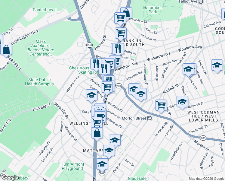 map of restaurants, bars, coffee shops, grocery stores, and more near 6R Landor Rd in Boston