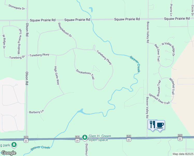 map of restaurants, bars, coffee shops, grocery stores, and more near 5128 Smokethorn Trail in Belvidere
