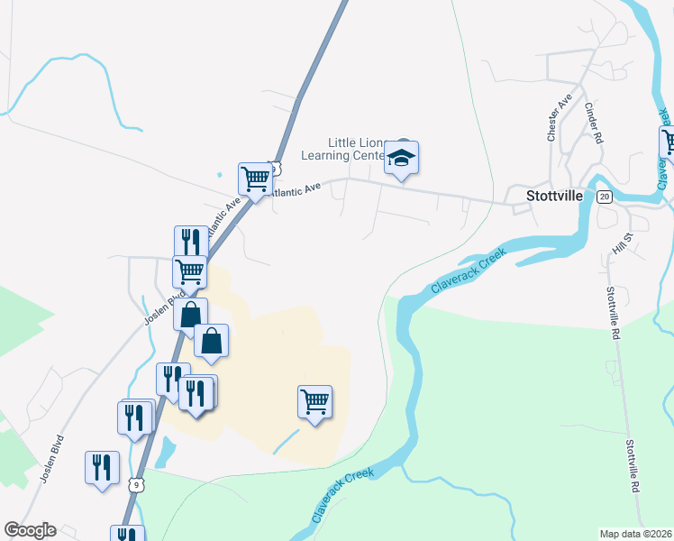 map of restaurants, bars, coffee shops, grocery stores, and more near 6580 U.S. 9 in Hudson