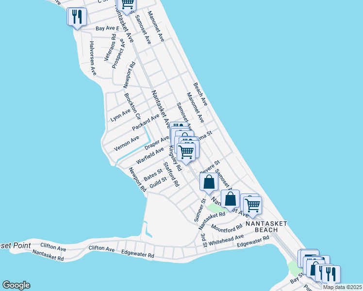 map of restaurants, bars, coffee shops, grocery stores, and more near 126r Kenberma Street in Hull