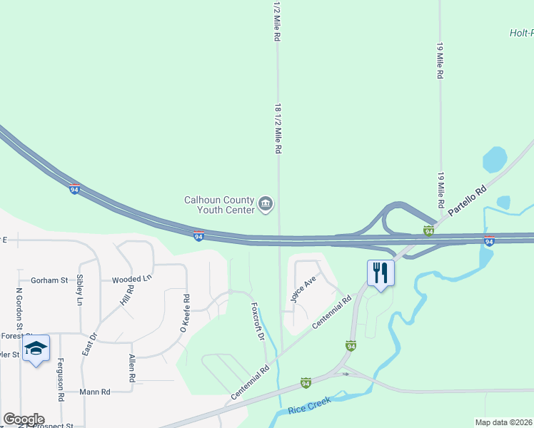 map of restaurants, bars, coffee shops, grocery stores, and more near 14555 18 1/2 Mile Road in Marshall
