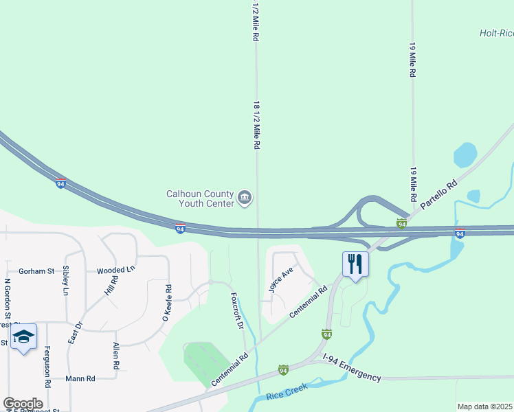 map of restaurants, bars, coffee shops, grocery stores, and more near 14555 18 1/2 Mile Rd in Marshall