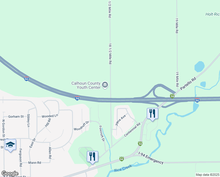 map of restaurants, bars, coffee shops, grocery stores, and more near 14555 18 1/2 Mile Road in Marshall