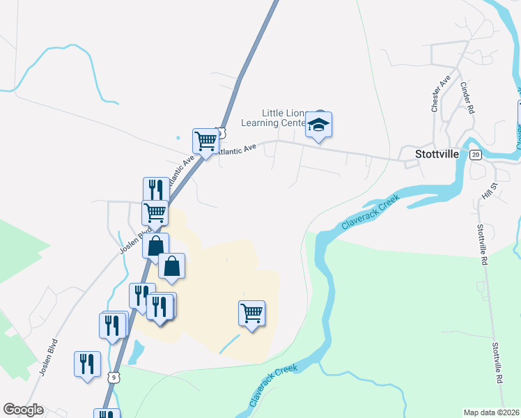 map of restaurants, bars, coffee shops, grocery stores, and more near 6580 U.S. 9 in Hudson