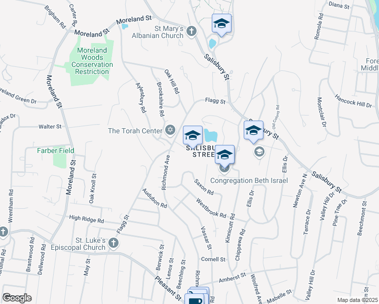 map of restaurants, bars, coffee shops, grocery stores, and more near 115 Flagg Street in Worcester