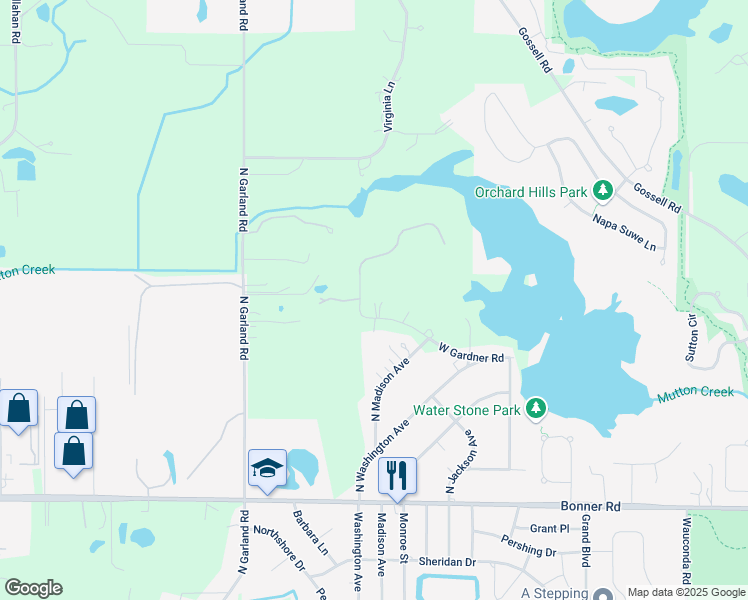 map of restaurants, bars, coffee shops, grocery stores, and more near 25480 West Gardner Road in Wauconda